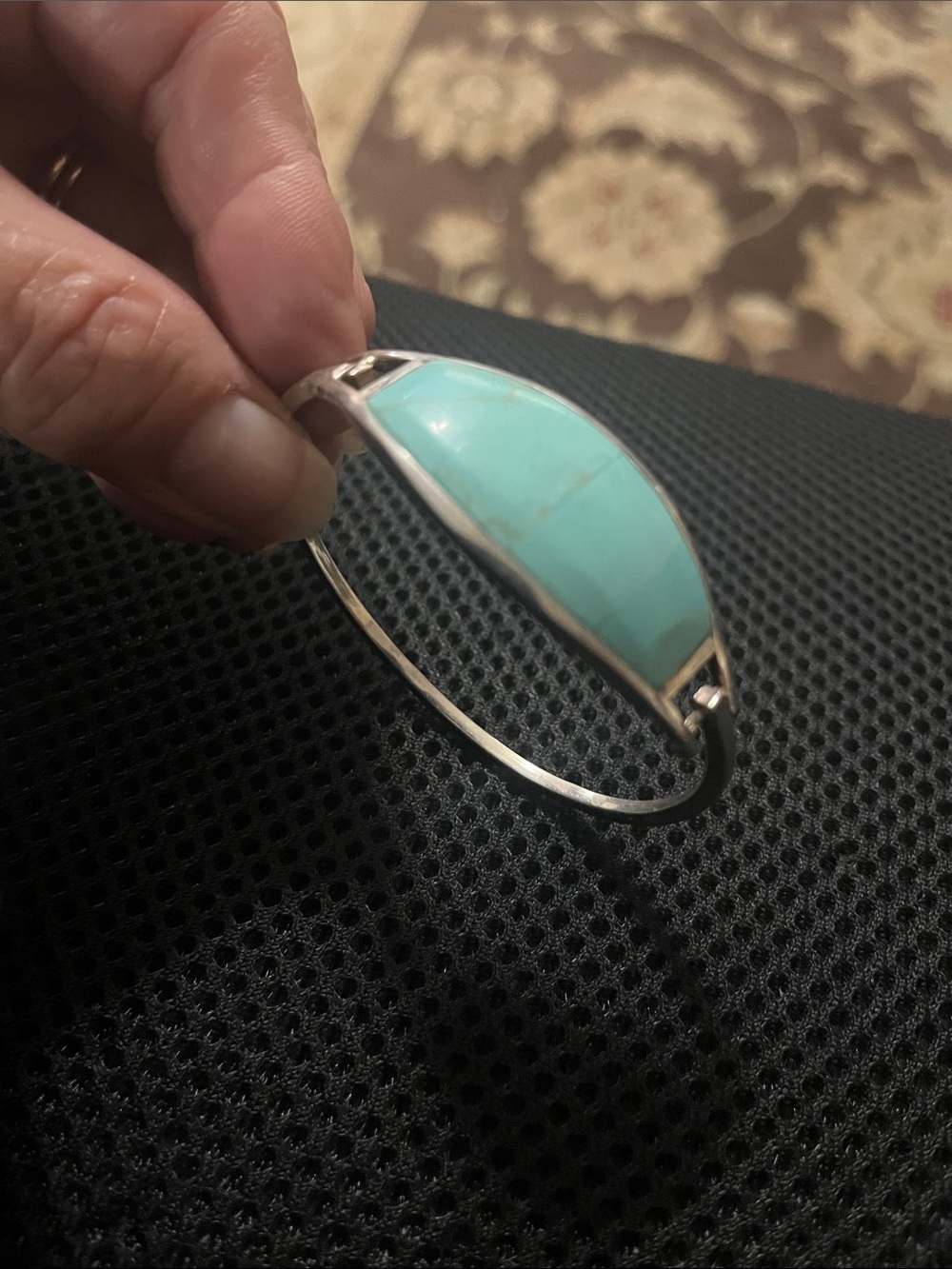 Sterling Silver Turquoise Marquise Bangle Bracelet
